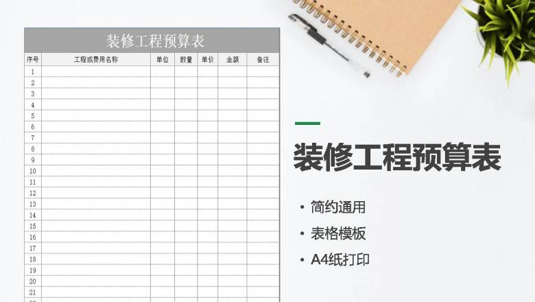 装修工程预算表