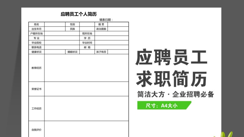 应聘员工个人求职简历