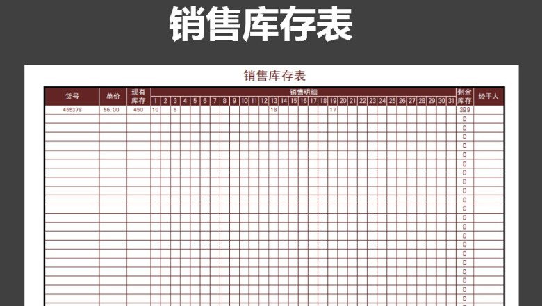 销售库存表（自动计算）