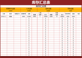 库存汇总表（实时库存）