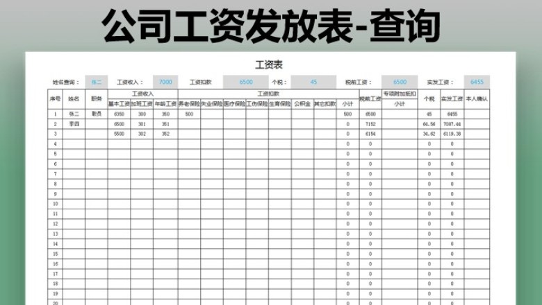 公司工资发放表-查询