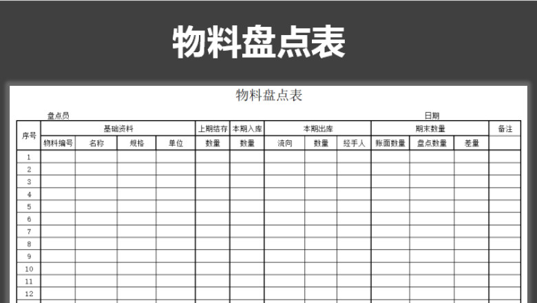 物料库存盘点表