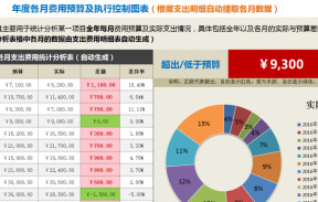年度各月费用预算及执行控制图表（自动提取各月数据）
