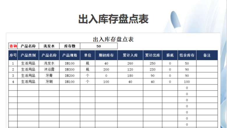 出入库存盘点表