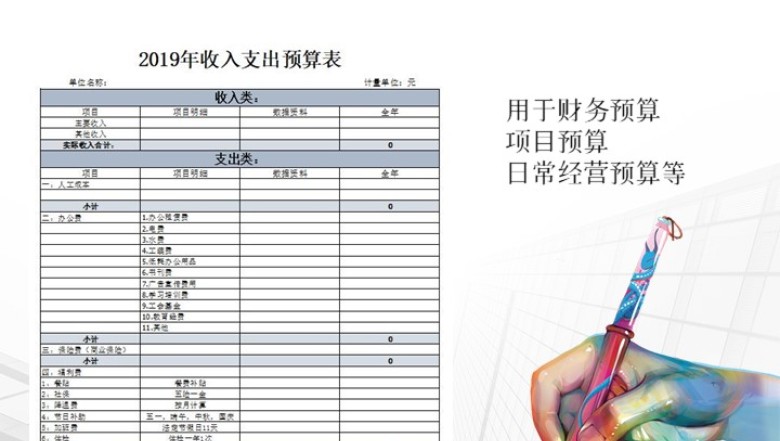2019收支预算表