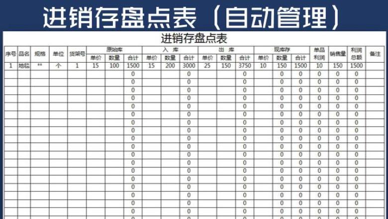 进销存盘点表（自动统计）