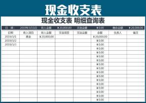 现金收支表 -自动计算可查询