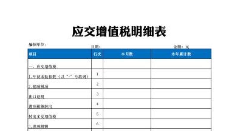 应交增值税明细表
