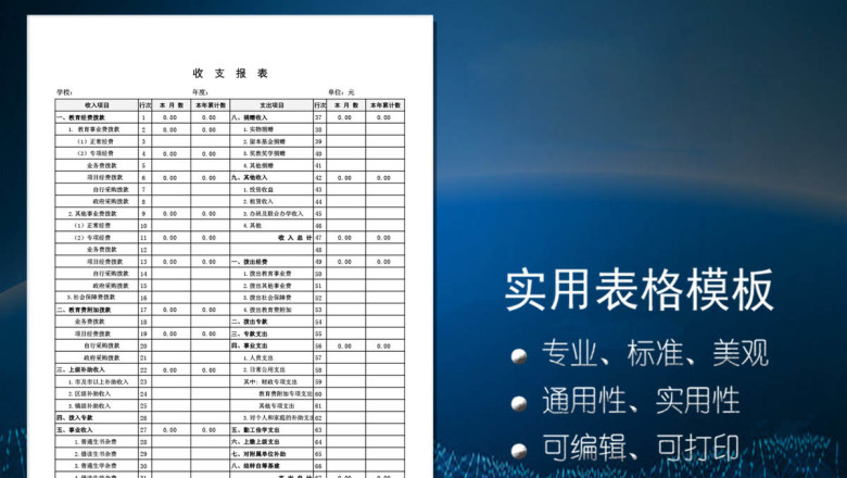 收支财务报表(自动统计)