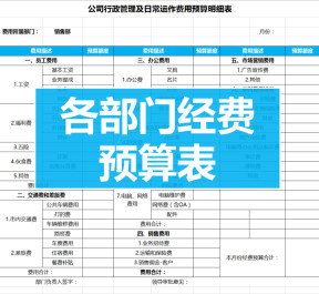 各部门经费预算表