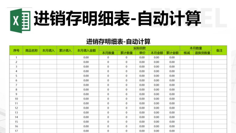 进销存明细表-自动计算