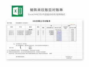 销售来往账目对账单-适用销售往来账目对账