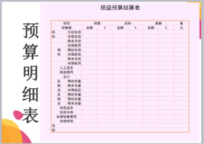 损益预算结算表