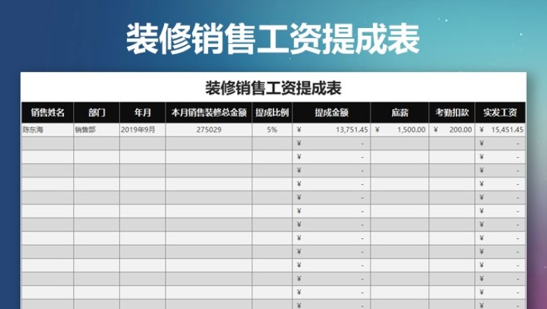 装修销售工资提成表