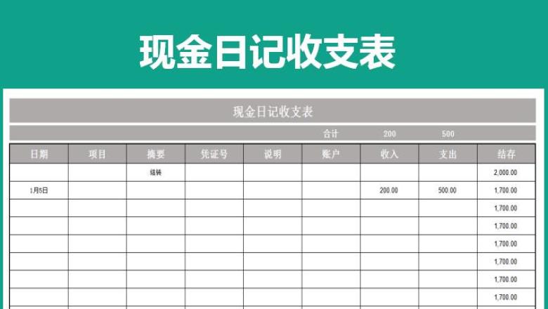 现金日记收支表