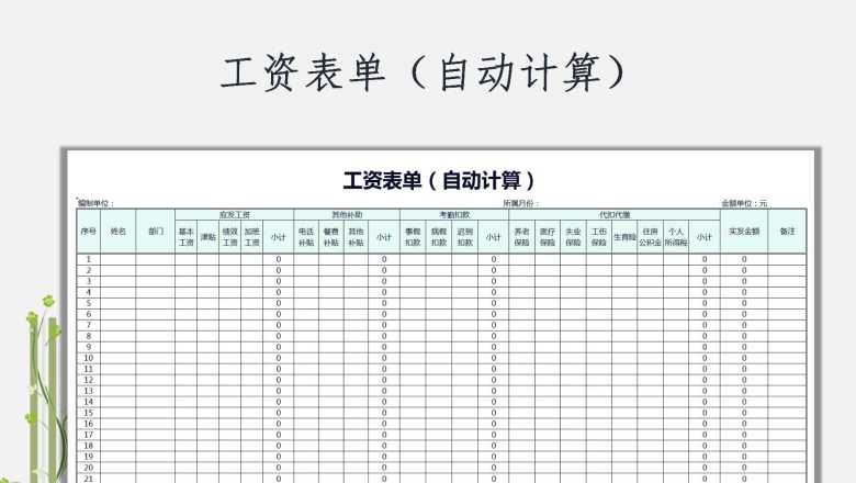 工资表单（自动计算）