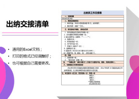 出纳交接清单