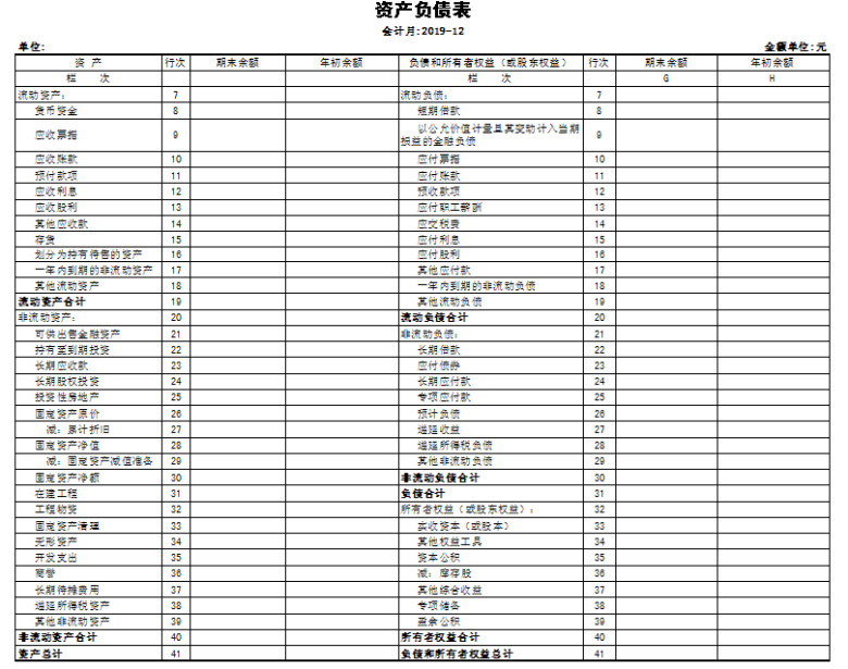 资产负债表
