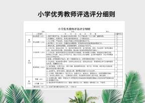 小学优秀教师评选评分细则