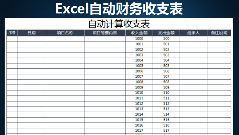 收支表自动计算Excel
