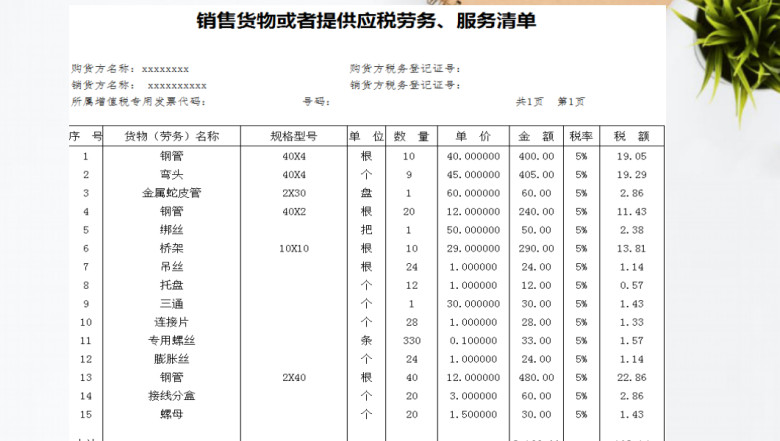 发票销售清单