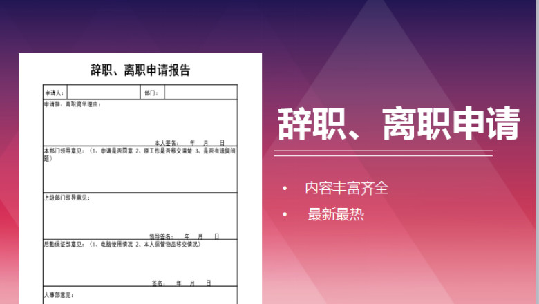 辞职、离职申请报告