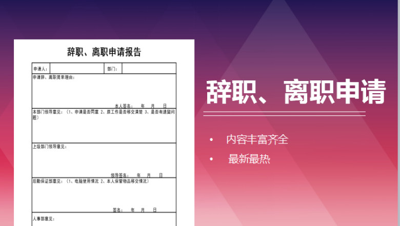 辞职、离职申请报告
