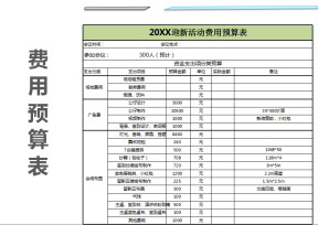 迎新费用预算表
