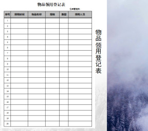 物品领用登记表