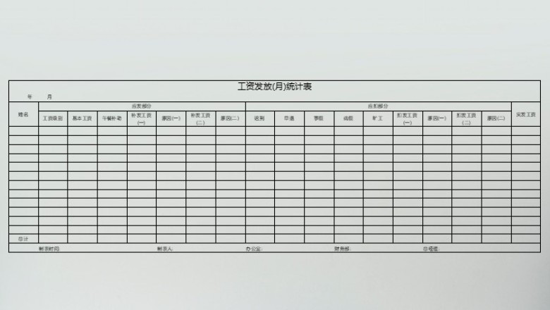 工资发放(月)统计表