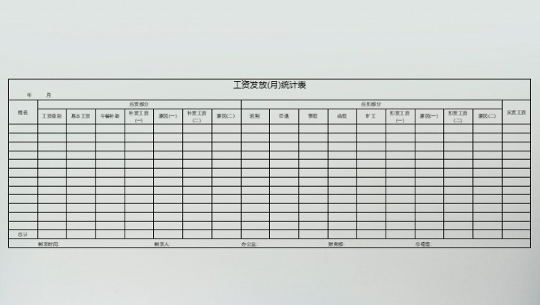工资发放(月)统计表