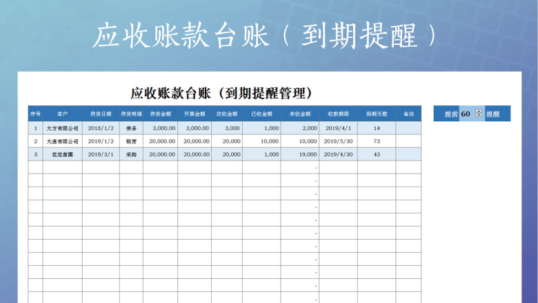 应收账款（到期提醒）