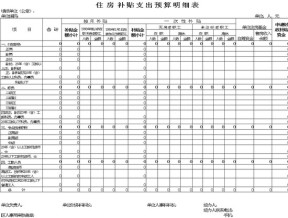 住房补贴支出预算明细表