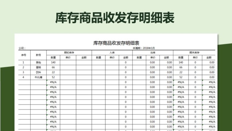 库存商品收发存明细表
