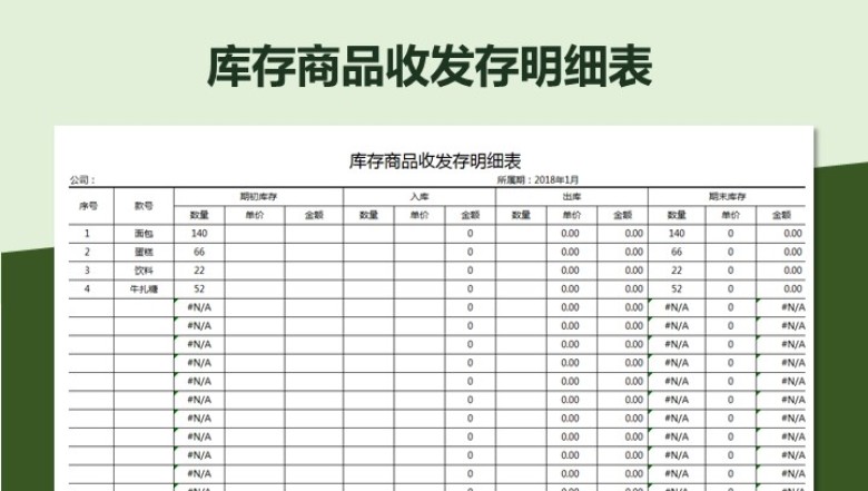 库存商品收发存明细表