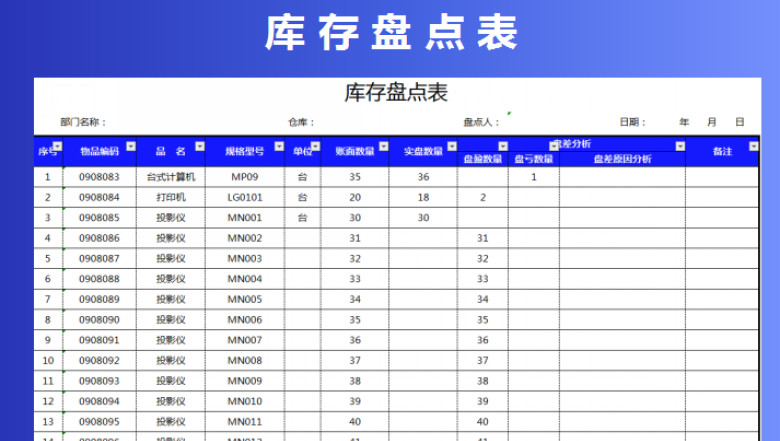 库存盘点表（自动）