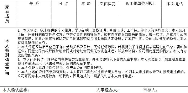 入职通知以及新员工入职信息表