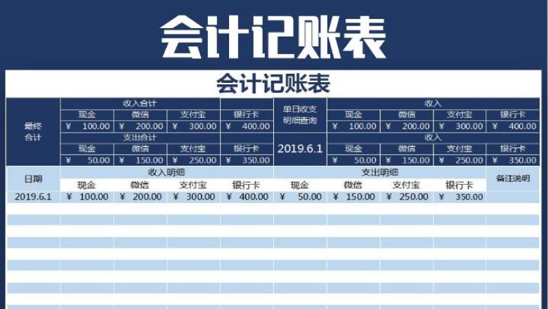 会计记账表-全自动化管理