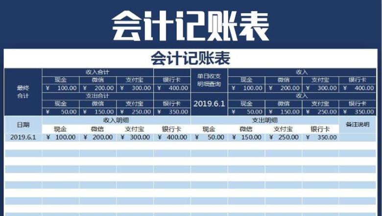 会计记账表-全自动化管理