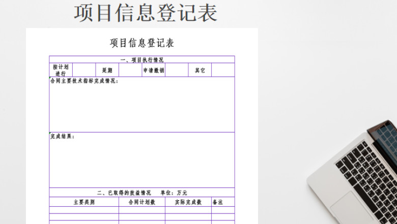 项目信息登记表
