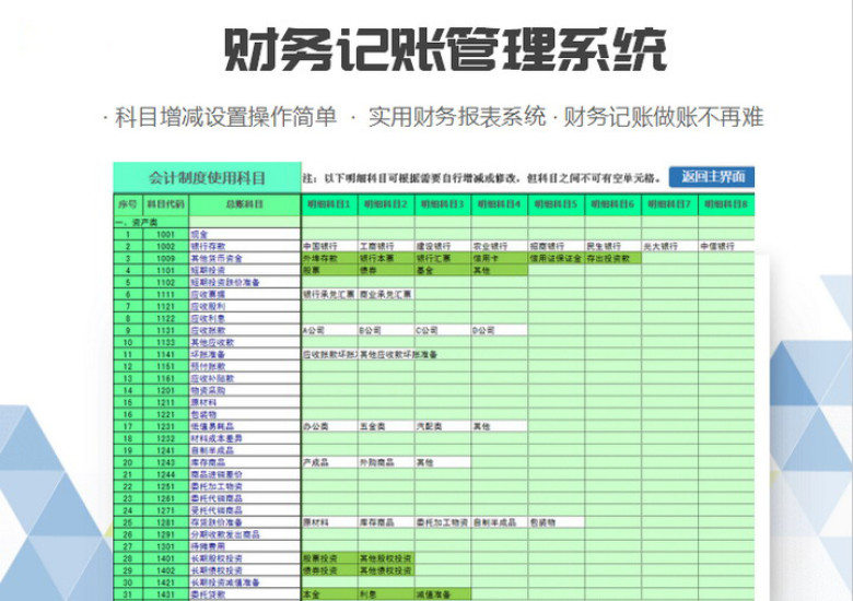 excel财务记账做账管理系统