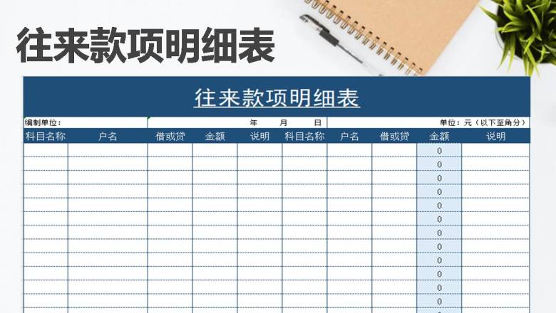 往来帐明细表