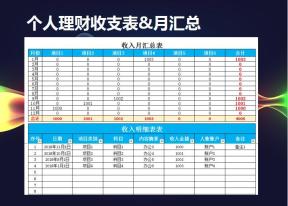 个人理财收支表-月汇总