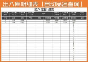 出入库明细表（自动可品名查询）