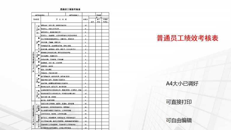 普通员工绩效考核表