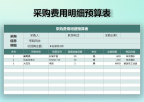 采购费用明细预算表