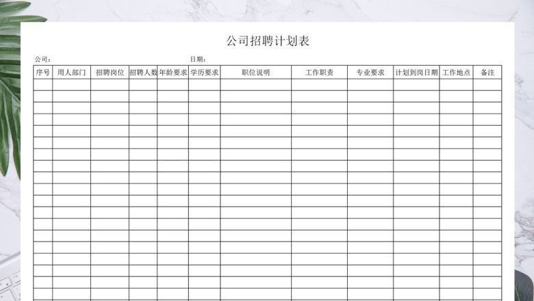企业招聘计划表格