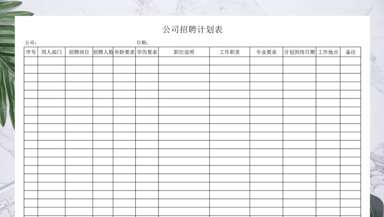 企业招聘计划表格