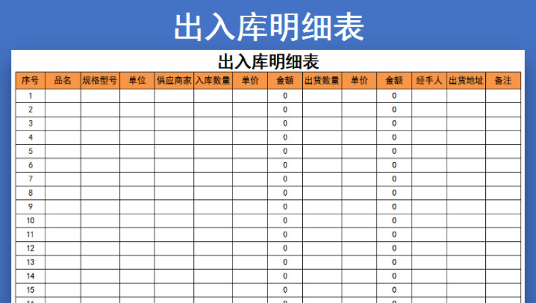 出入库明细表