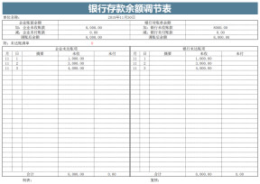 财务表-银行存款余额调节表
